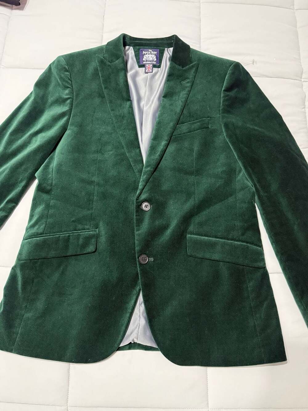 The Savile Row Company Savoy Emerald Green Velvet Sport Coat Blazer, Size 40R